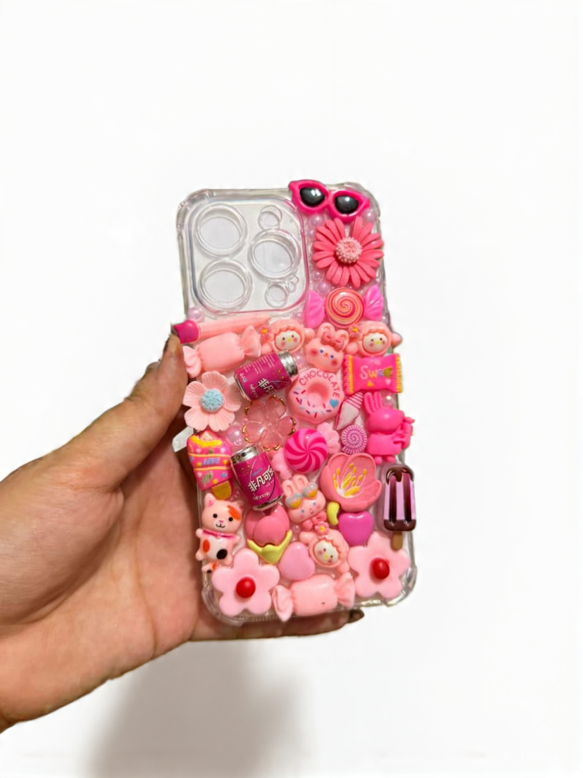 Pink theme charms phone case