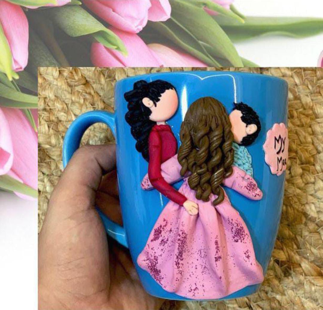 Customized Mom Mug – 3D Clay Art Design