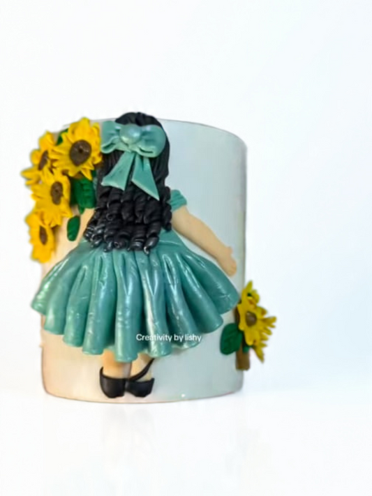 Sunflower doll mug