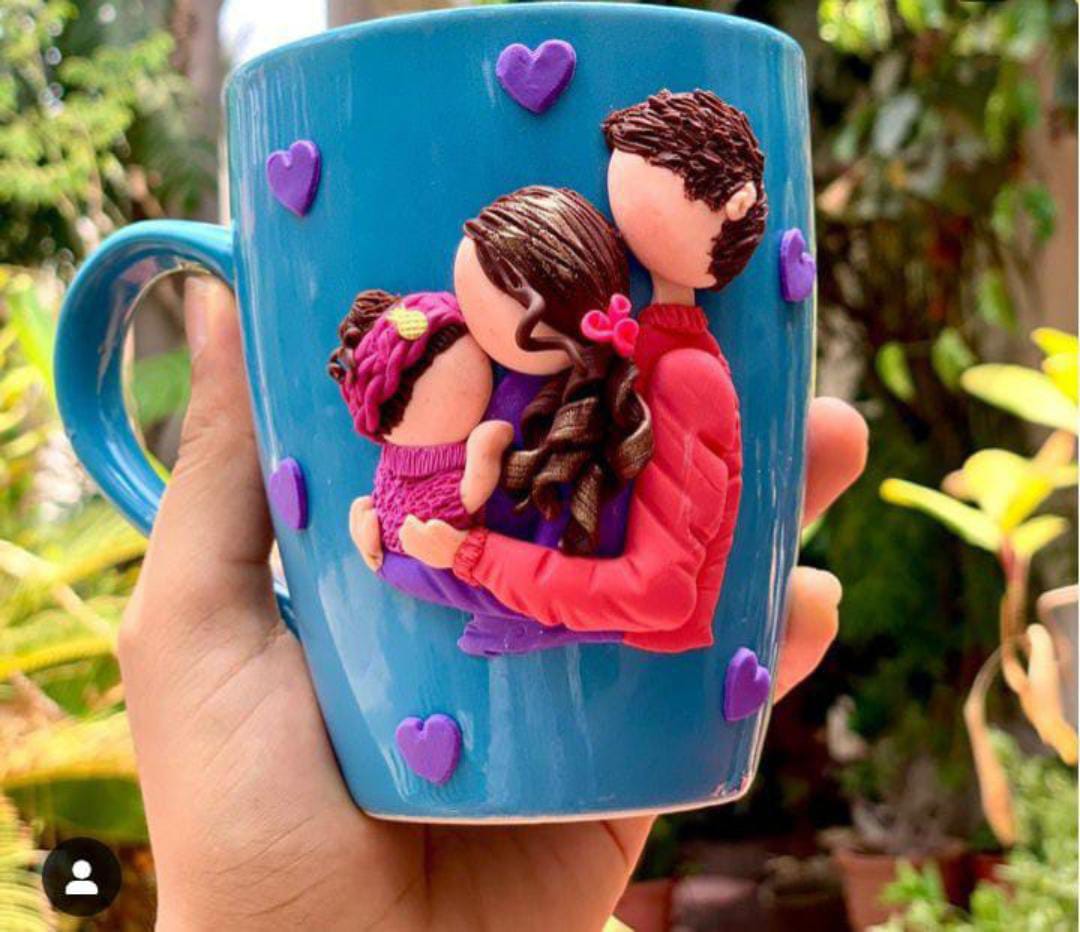 Customized Family Mug – 3D Clay Art Design