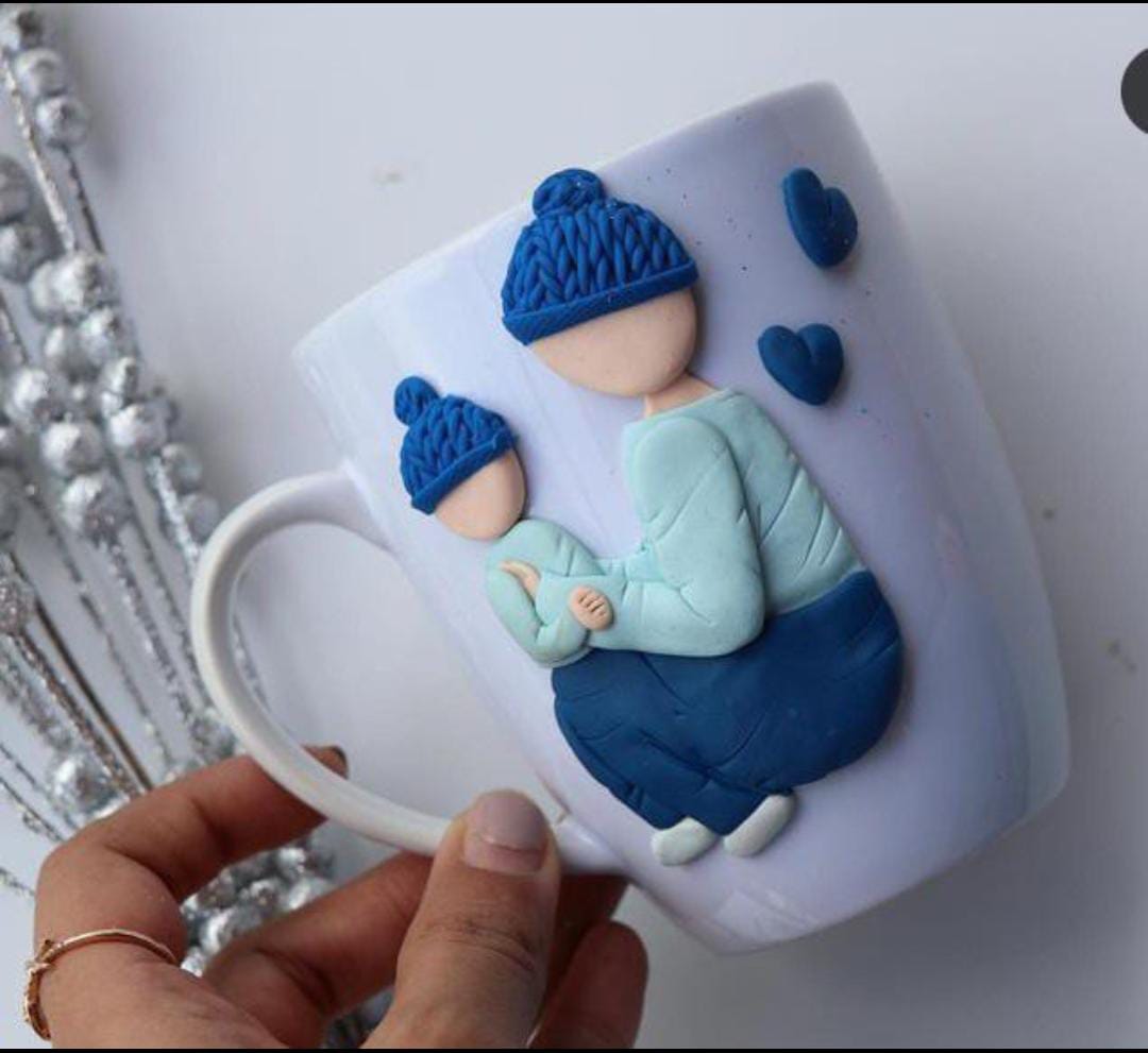 Customized Family Mug – 3D Clay Art Design