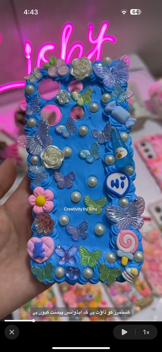 Blue vintage decoden phone case