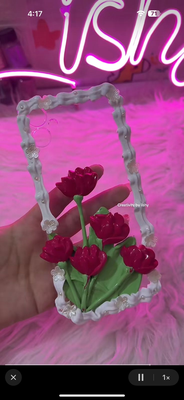 Relastic rose decoden cream phone case
