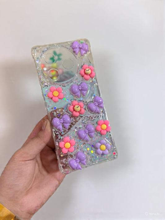 Bow and flowers resin phone case
