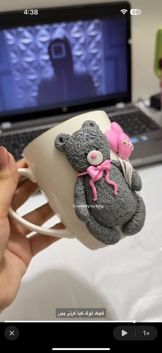 Cute teddy polymer mug