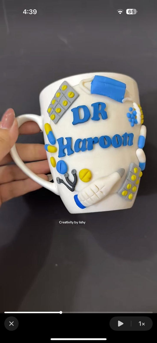Doctor polymer clay mug