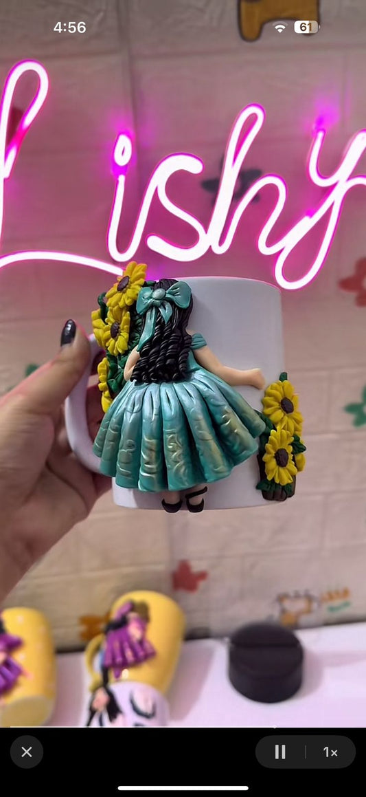 Sun flower doll mug