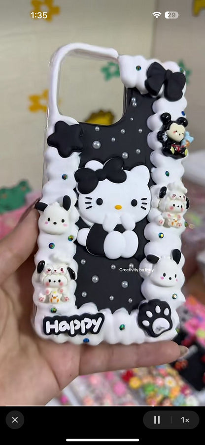 Hello kitty black and white phone case