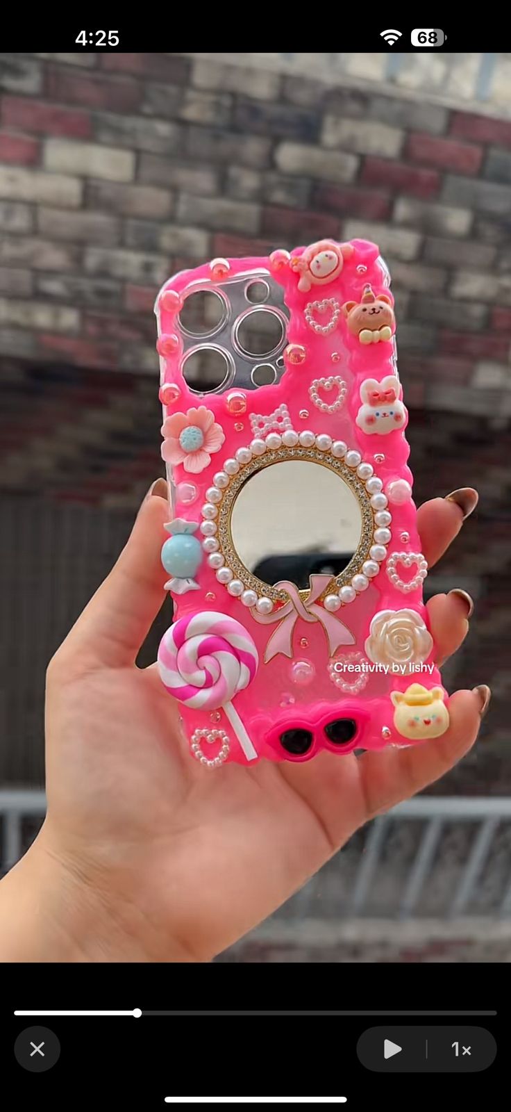 Pink mirror case