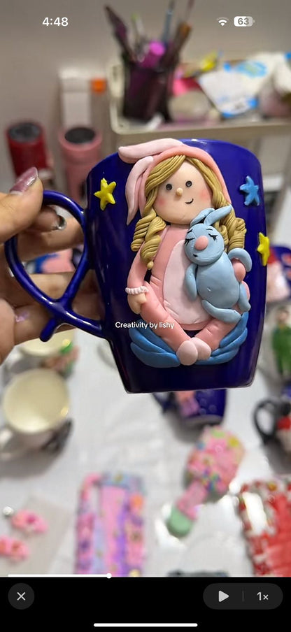 Relastic rabbit doll mug