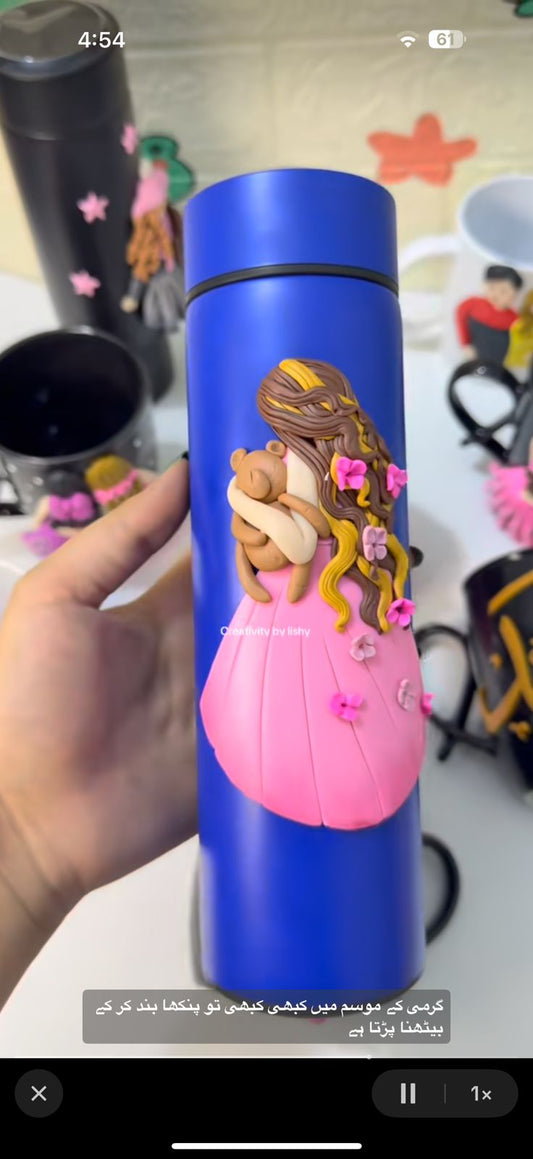 Long hair lady costumize polymer temperature bottle