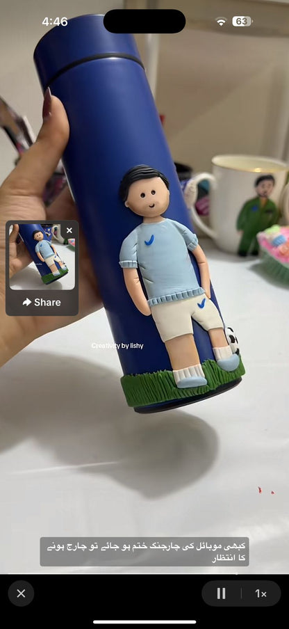 Football boy temperature bottle