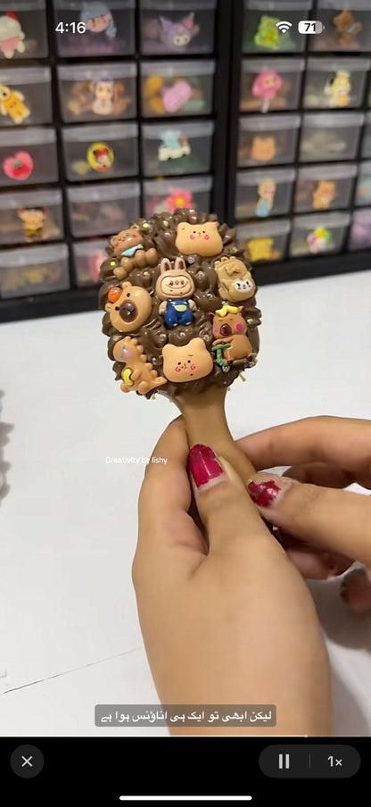 Chocolate theme mini hair brush