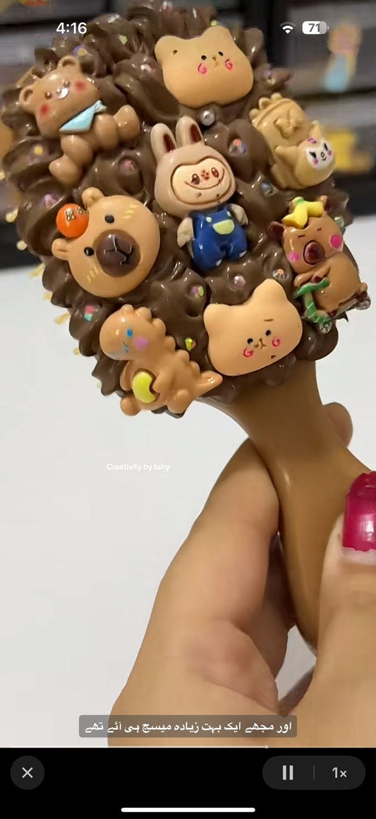 Chocolate theme mini hair brush