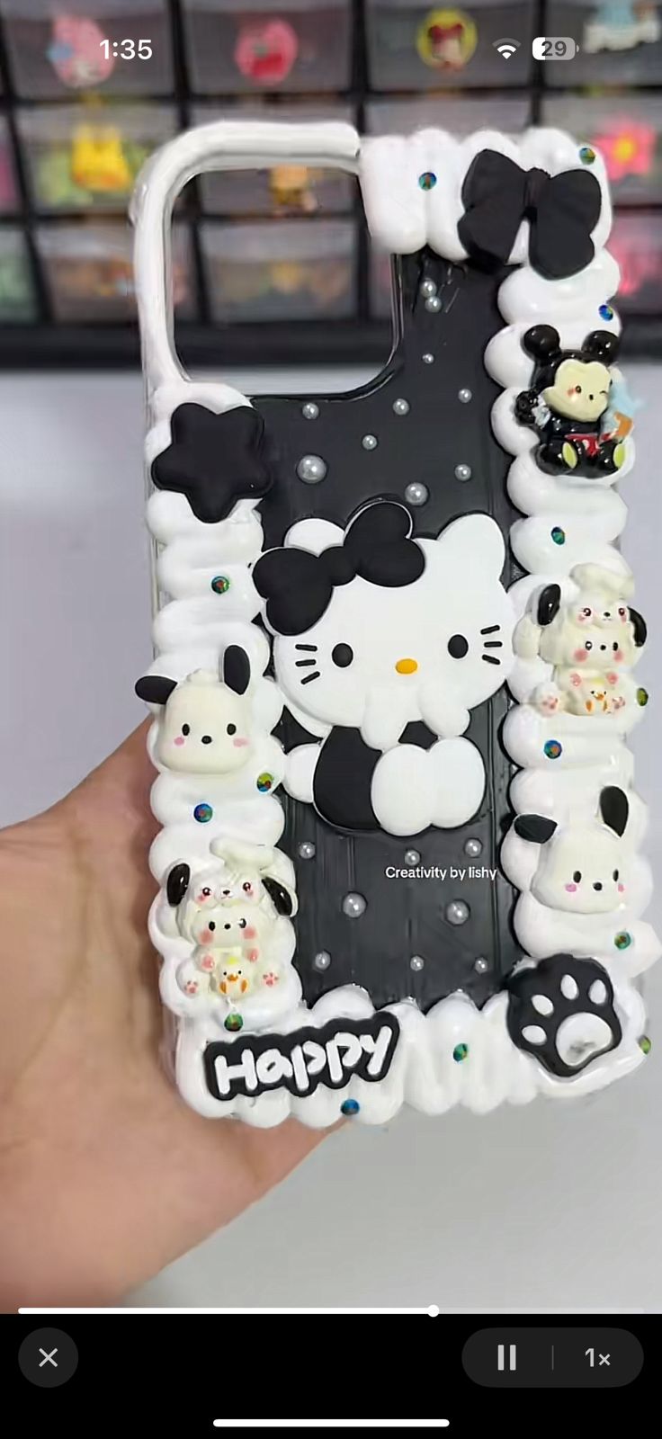Hello kitty black and white phone case