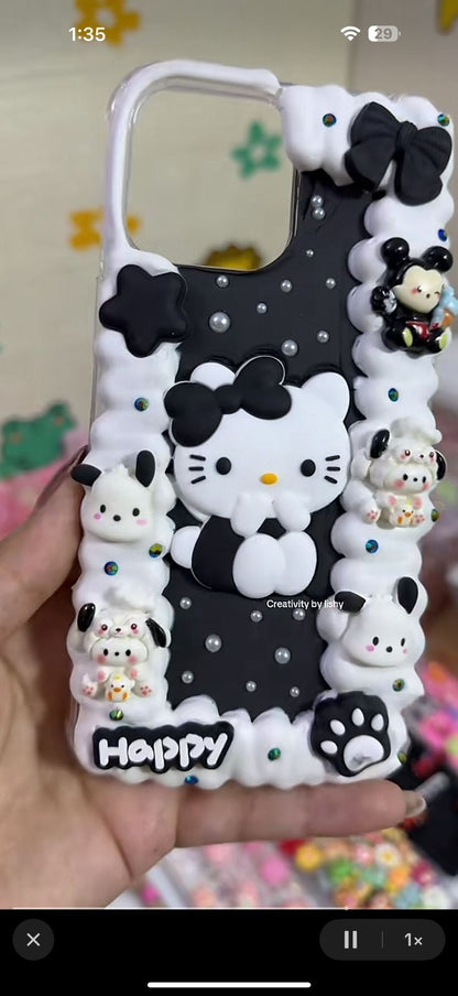 Hello kitty black and white phone case