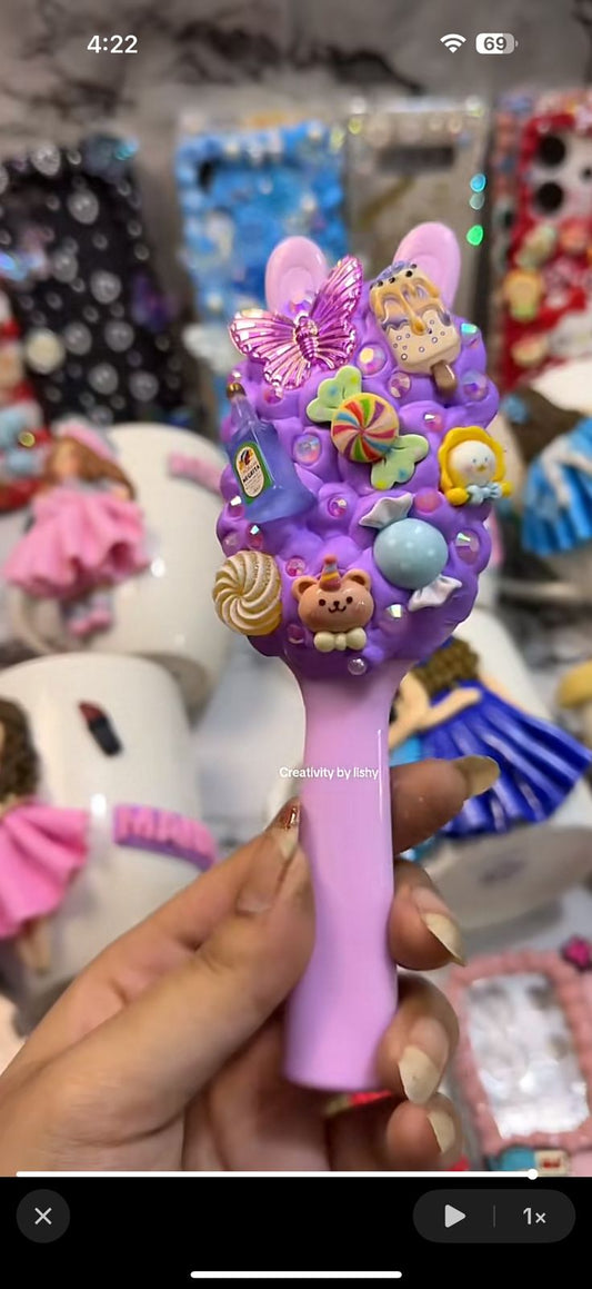 Purple mini decoden hair brush