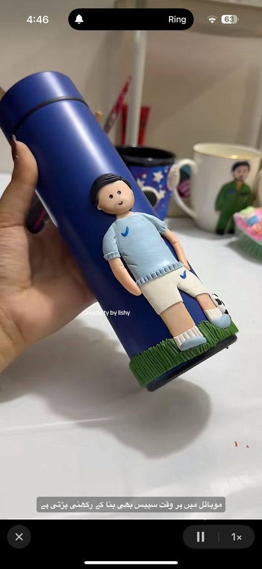 Football boy temperature bottle