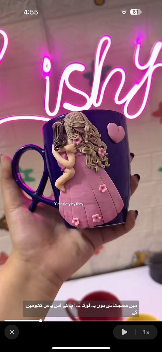 Mother love daughter polymer mugs