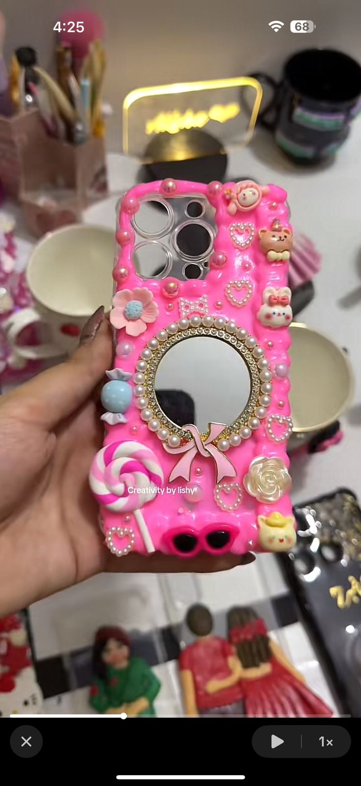 Pink mirror case