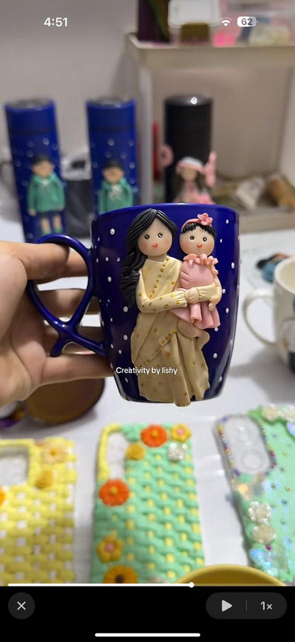 Mother love daughter polymer mugs