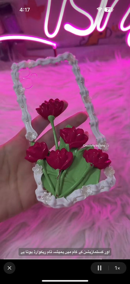 Relastic rose decoden cream phone case
